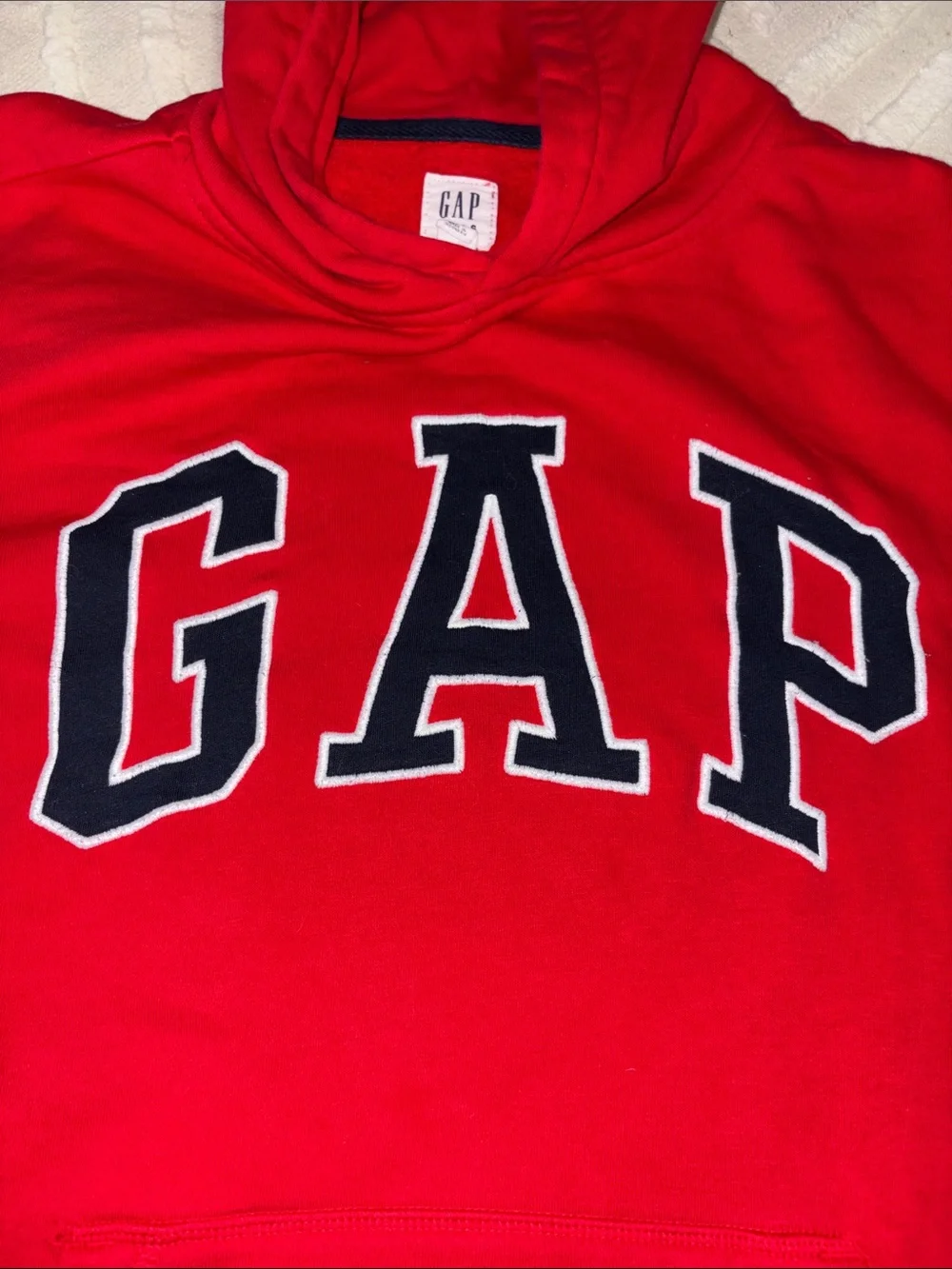 GAP Red Pullover Hoodie with Navy White Logo